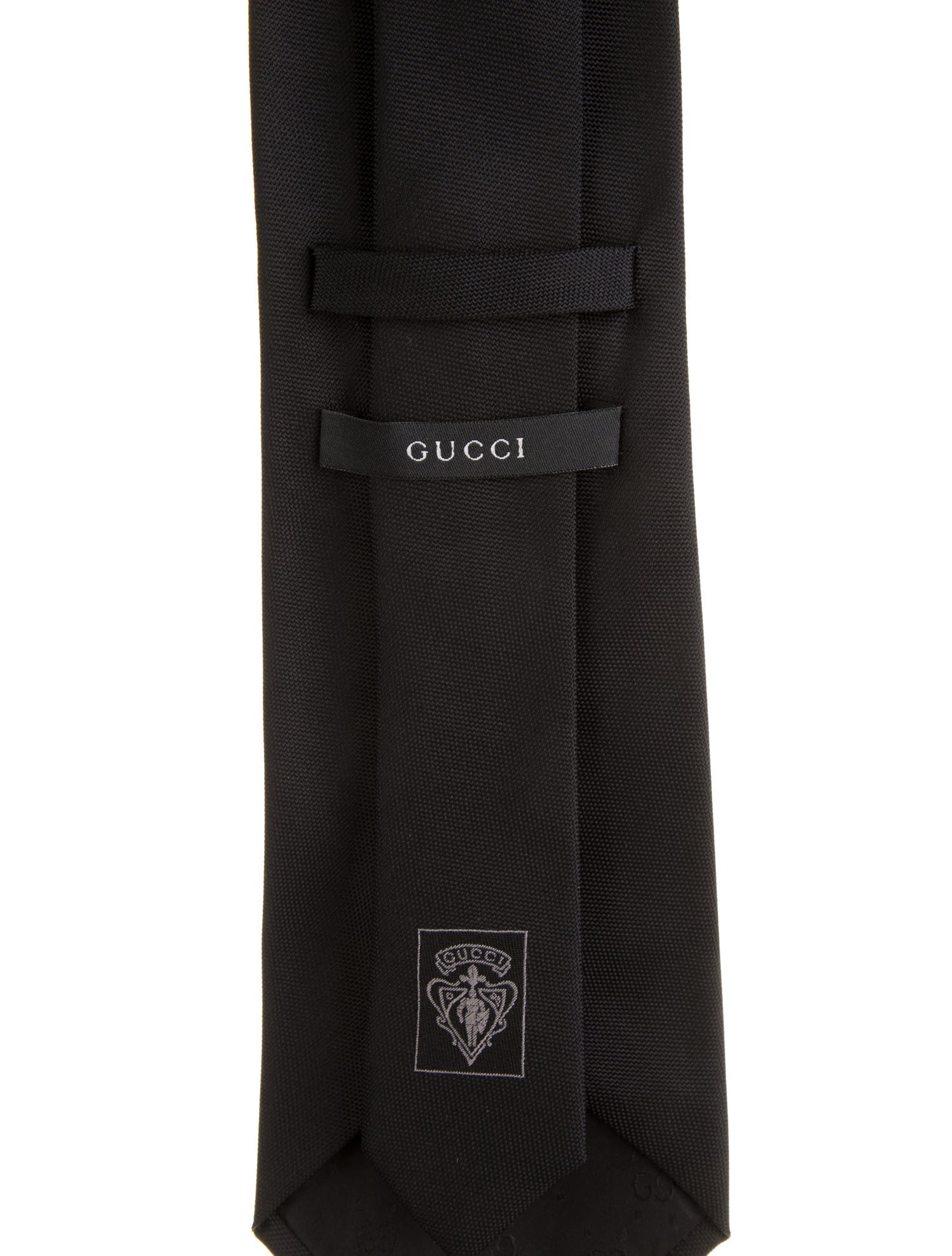 Gucci Solid Black Silk Tie