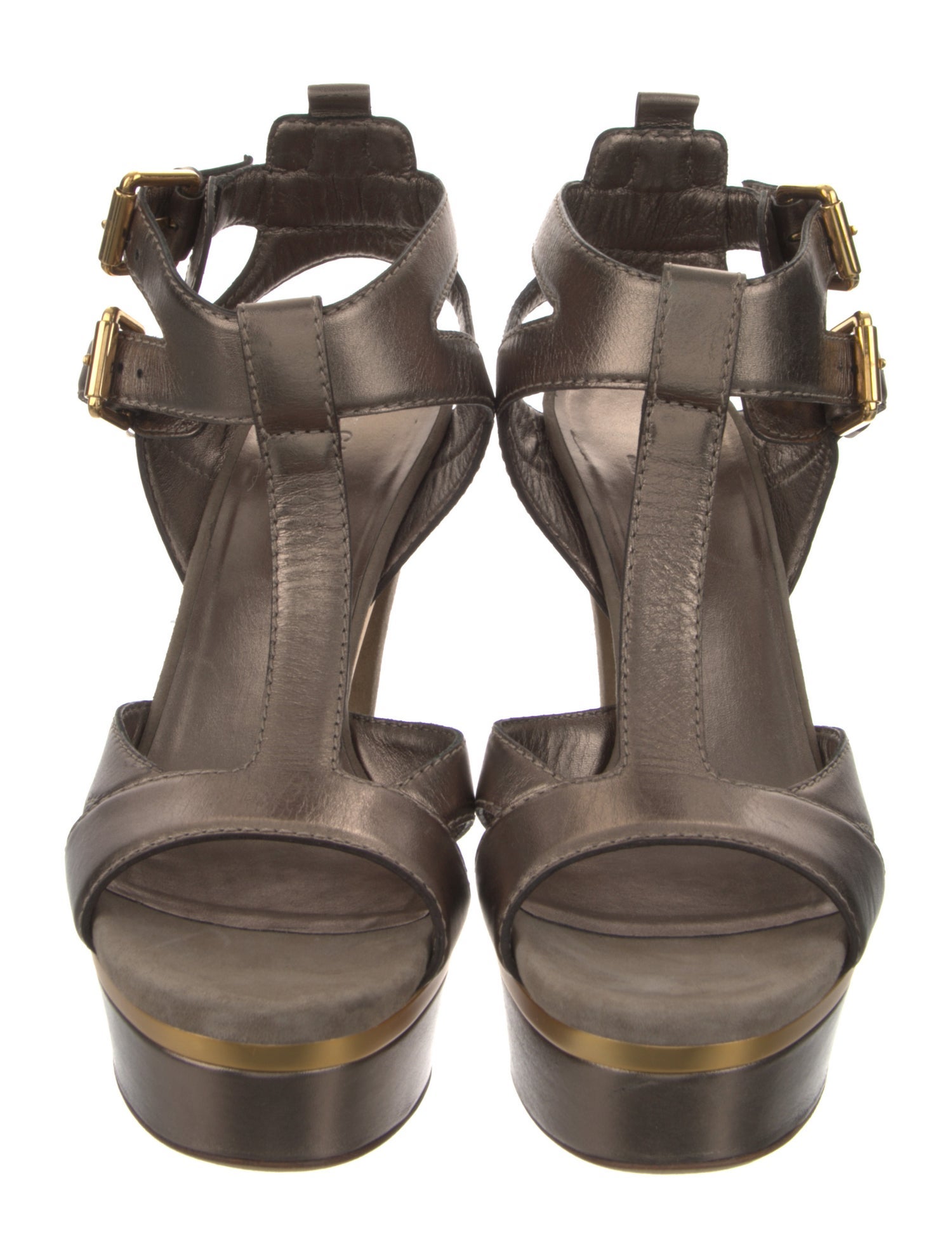 Gucci Leather T-Strap Sandals