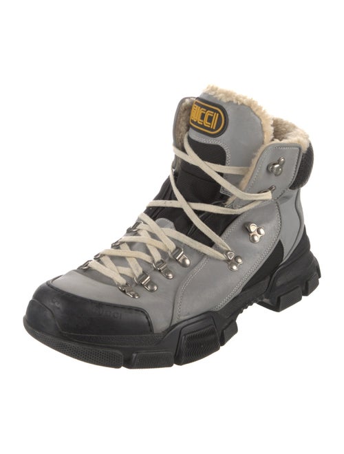 Gucci Flashtrek Reflective Logo Snow Boots Leather Hiking Boots