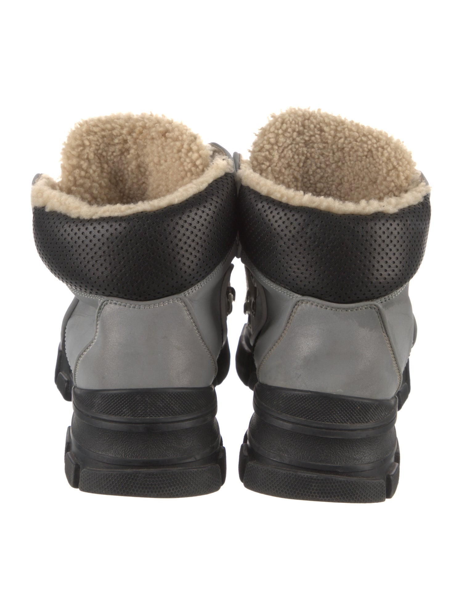 Gucci Flashtrek Reflective Logo Snow Boots Leather Hiking Boots