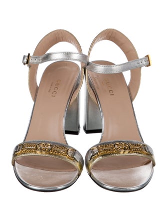 Gucci Double G Logo Leather Sandals