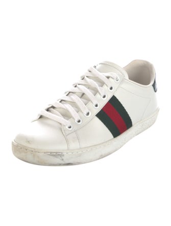 Gucci Web Accent Leather Sneakers