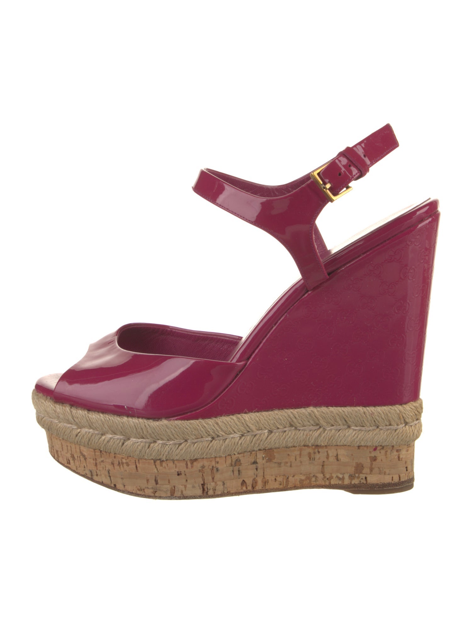 Gucci Microguccissima Pattern Patent Leather Espadrilles