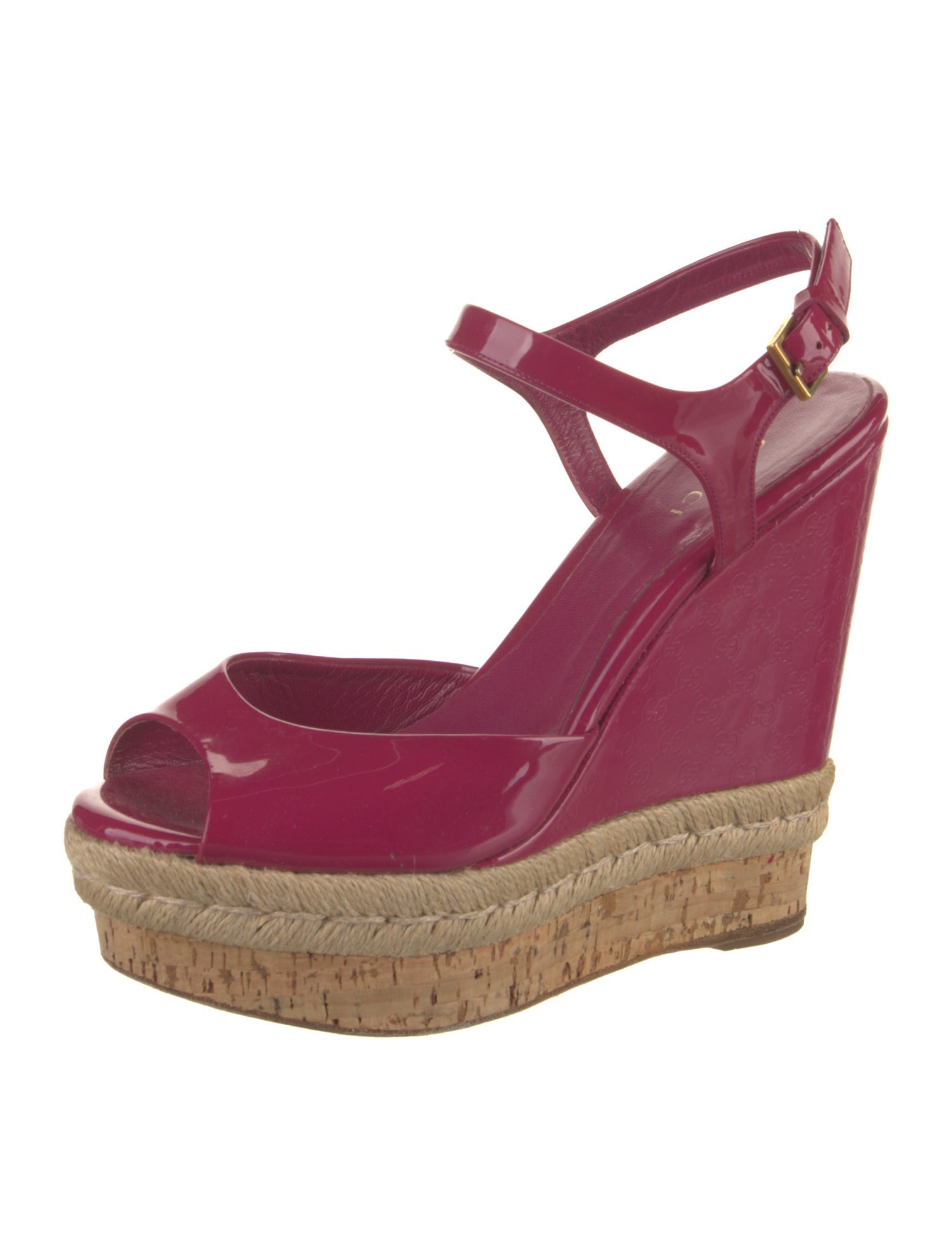 Gucci Microguccissima Pattern Patent Leather Espadrilles