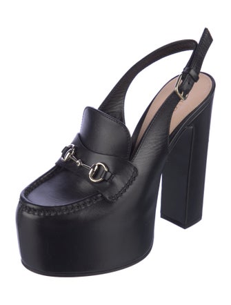 Gucci Horsebit Accent Leather Slingback Sandals