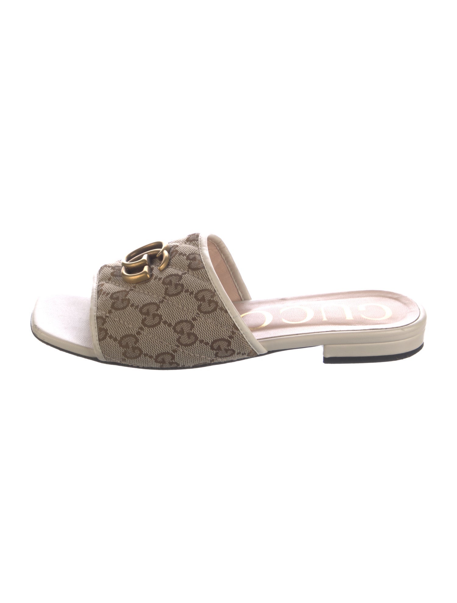Gucci Quilted Pattern Canvas Mules