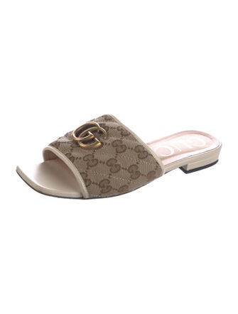 Gucci Quilted Pattern Canvas Mules