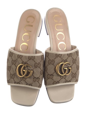 Gucci Quilted Pattern Canvas Mules