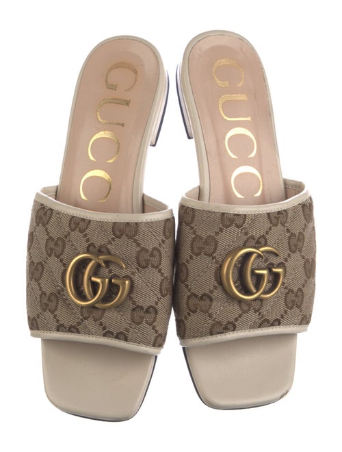 Gucci Quilted Pattern Canvas Mules
