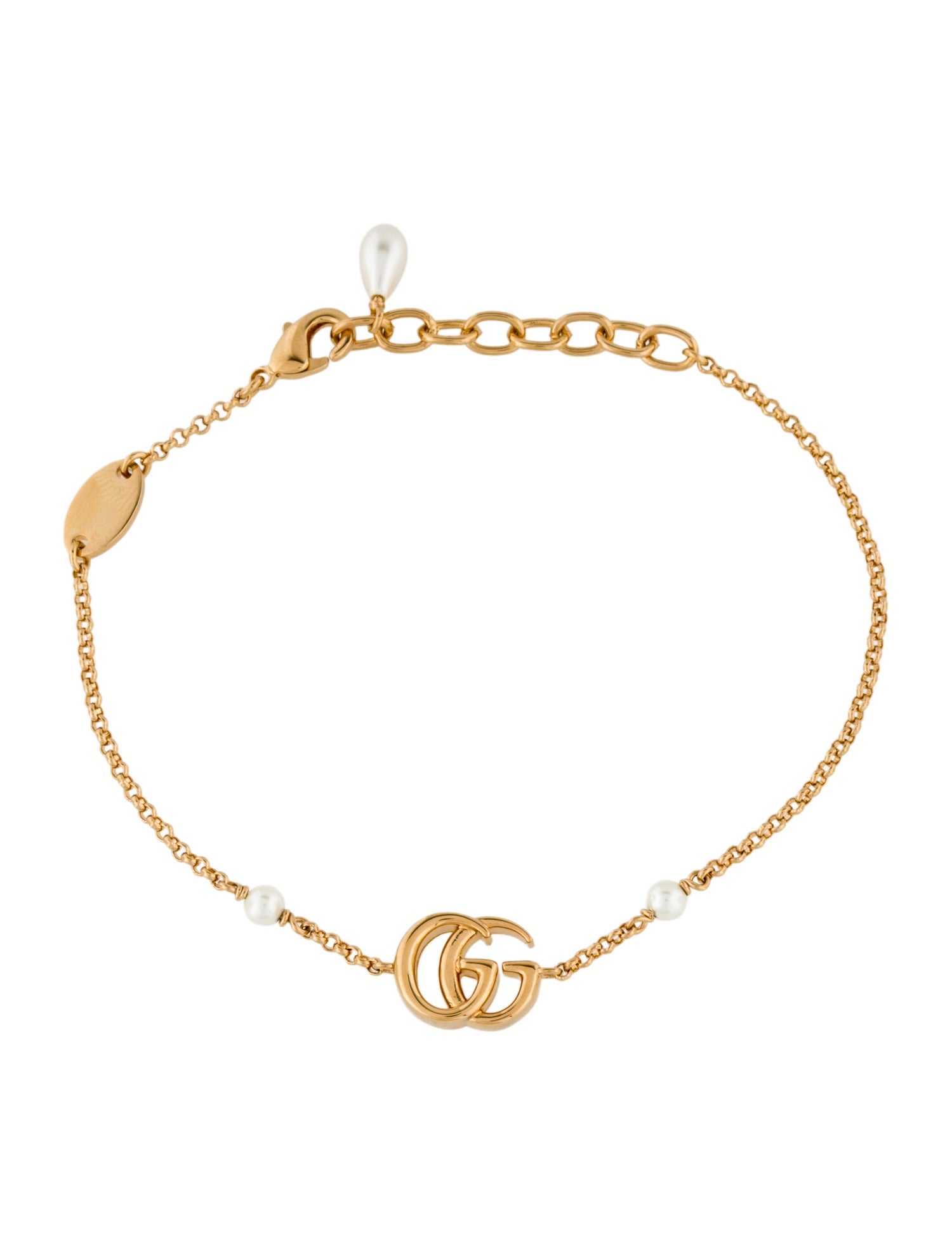 Gucci Faux Pearl GG Marmont Charm Station Bracelet