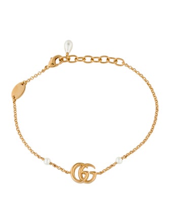 Gucci Faux Pearl GG Marmont Charm Station Bracelet
