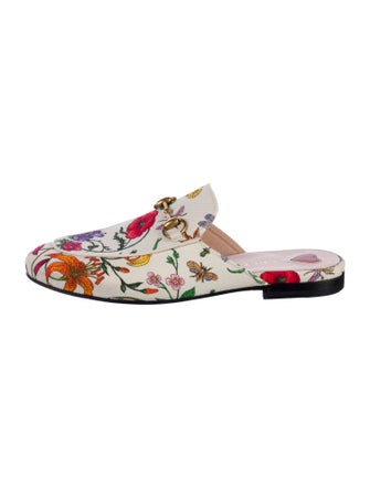 Gucci Flora Print Canvas Mules