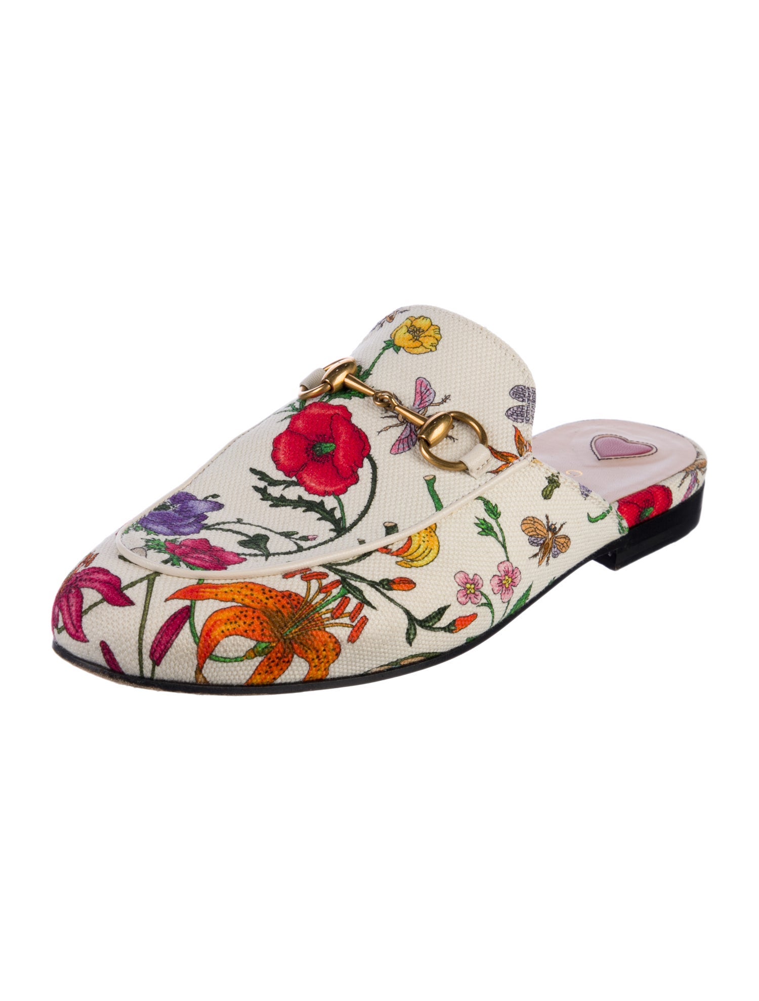 Gucci Flora Print Canvas Mules