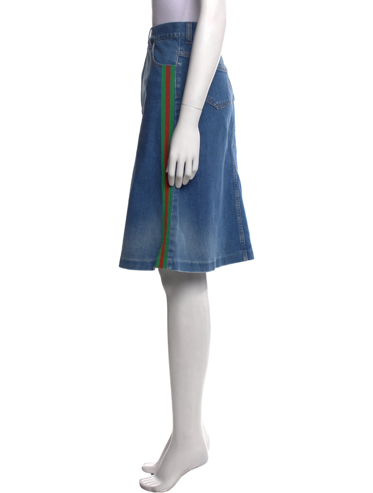 Gucci Grosgrain Trim Knee-Length Skirt