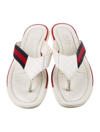 Gucci Microguccissima Pattern Leather Flip Flops