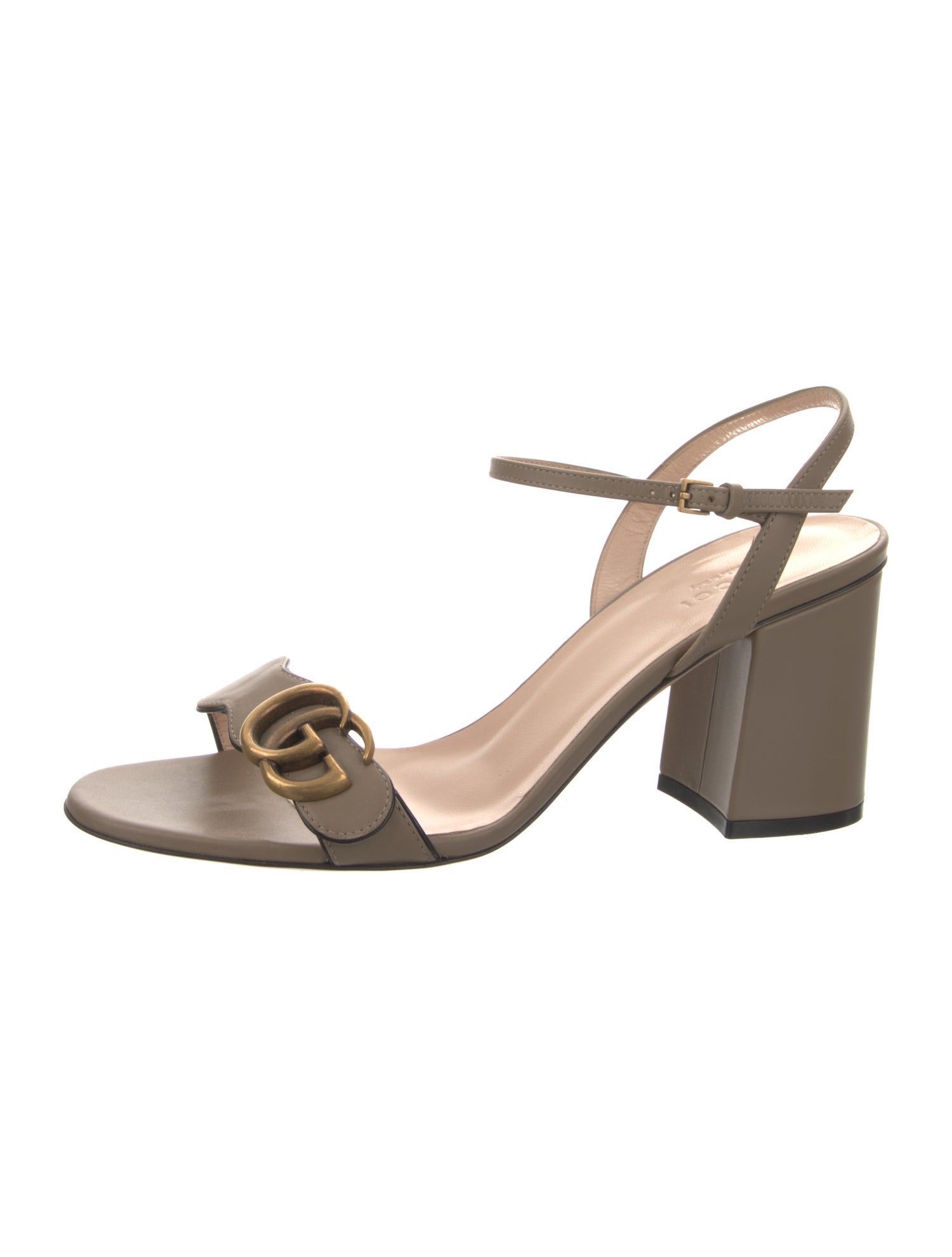 Gucci Double G Logo Leather Slingback Sandals
