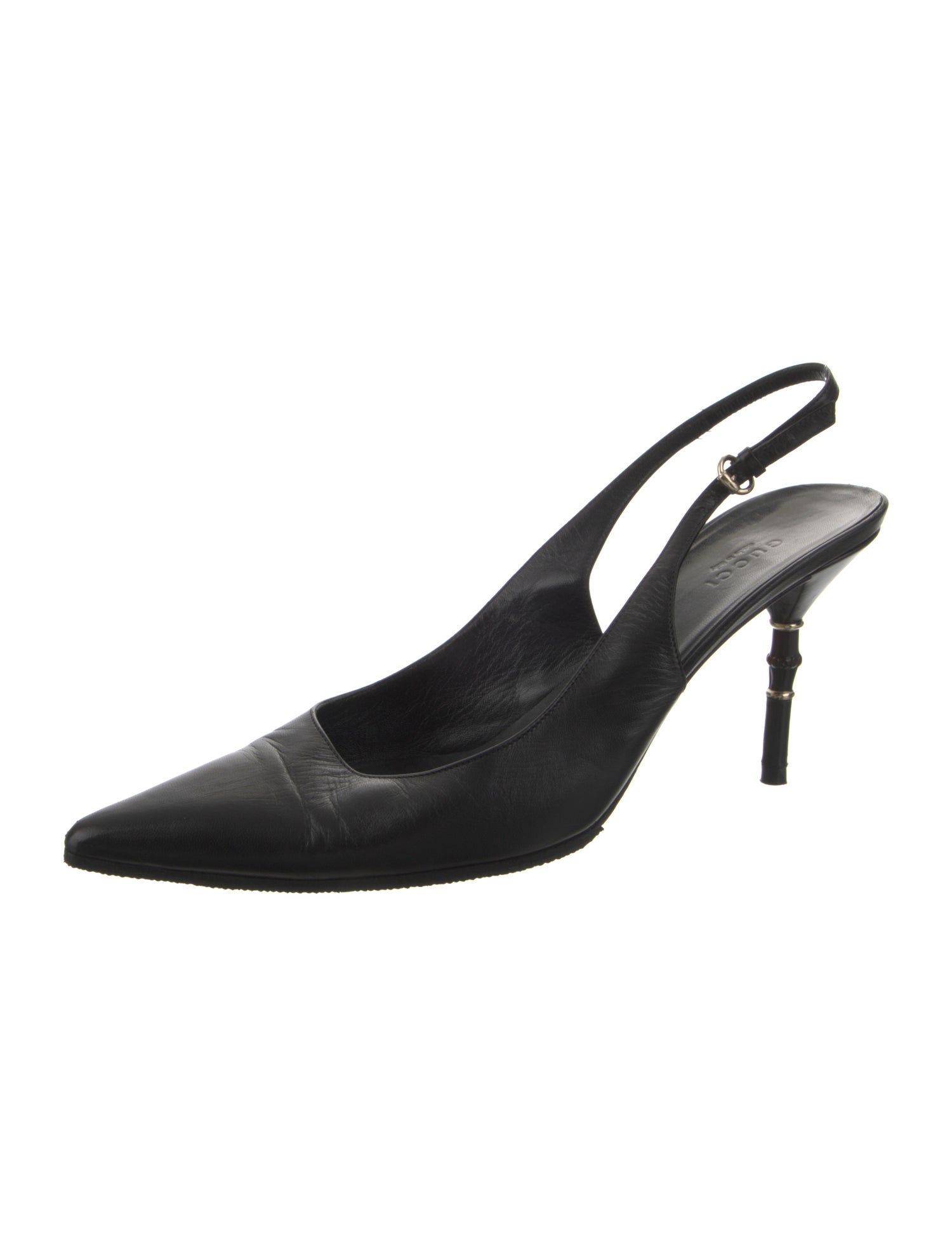 Gucci Bamboo Accent Leather Slingback Pumps