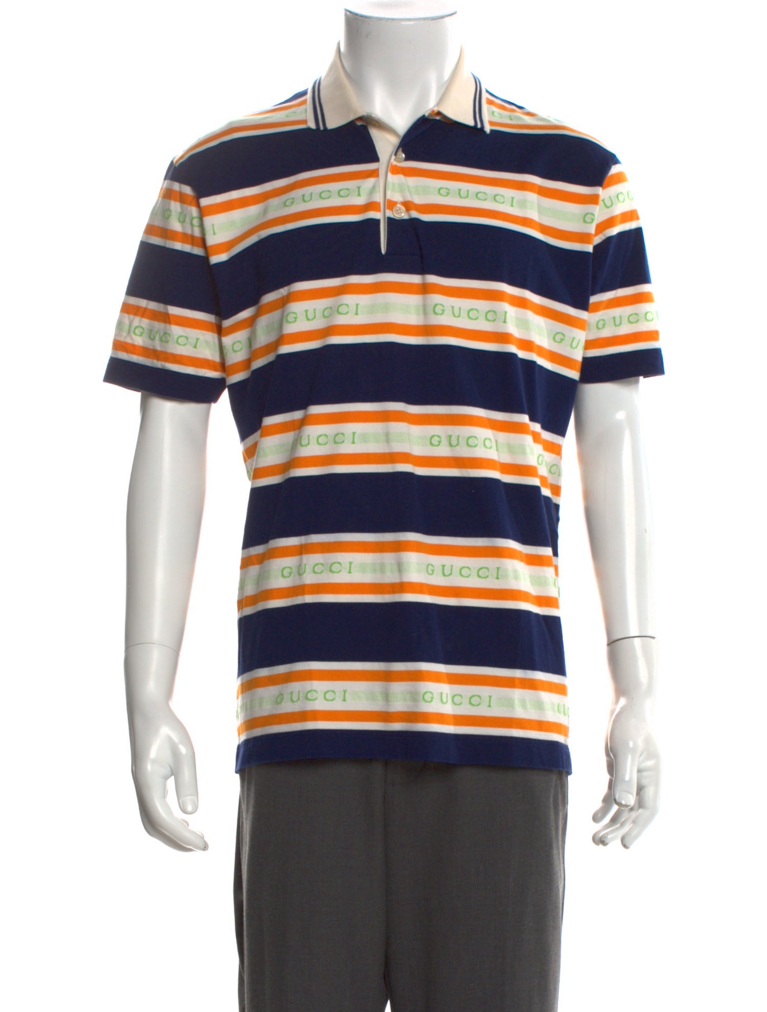 Gucci Striped Collar Polo Shirt