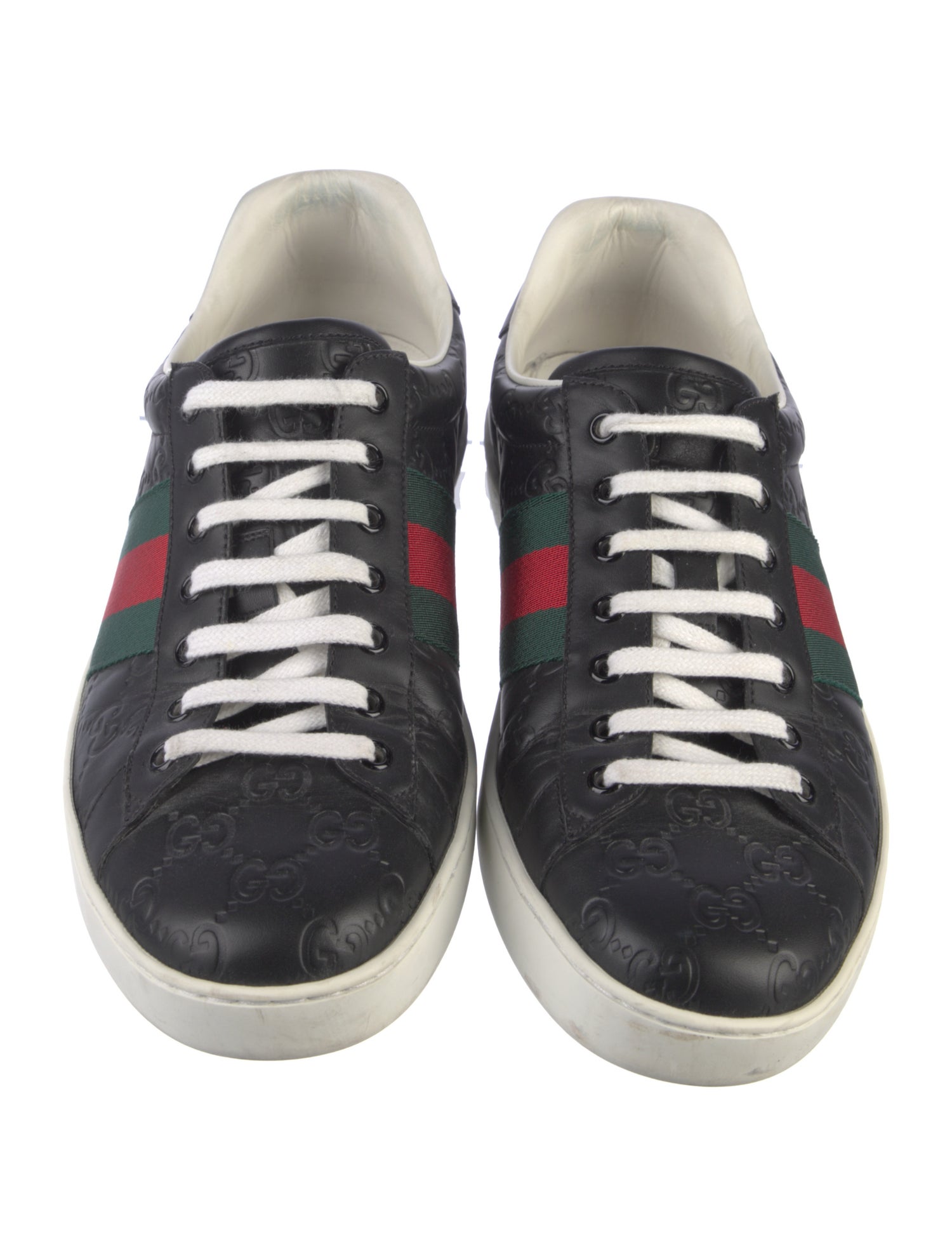 Gucci Web Accent Embossed Leather Sneakers
