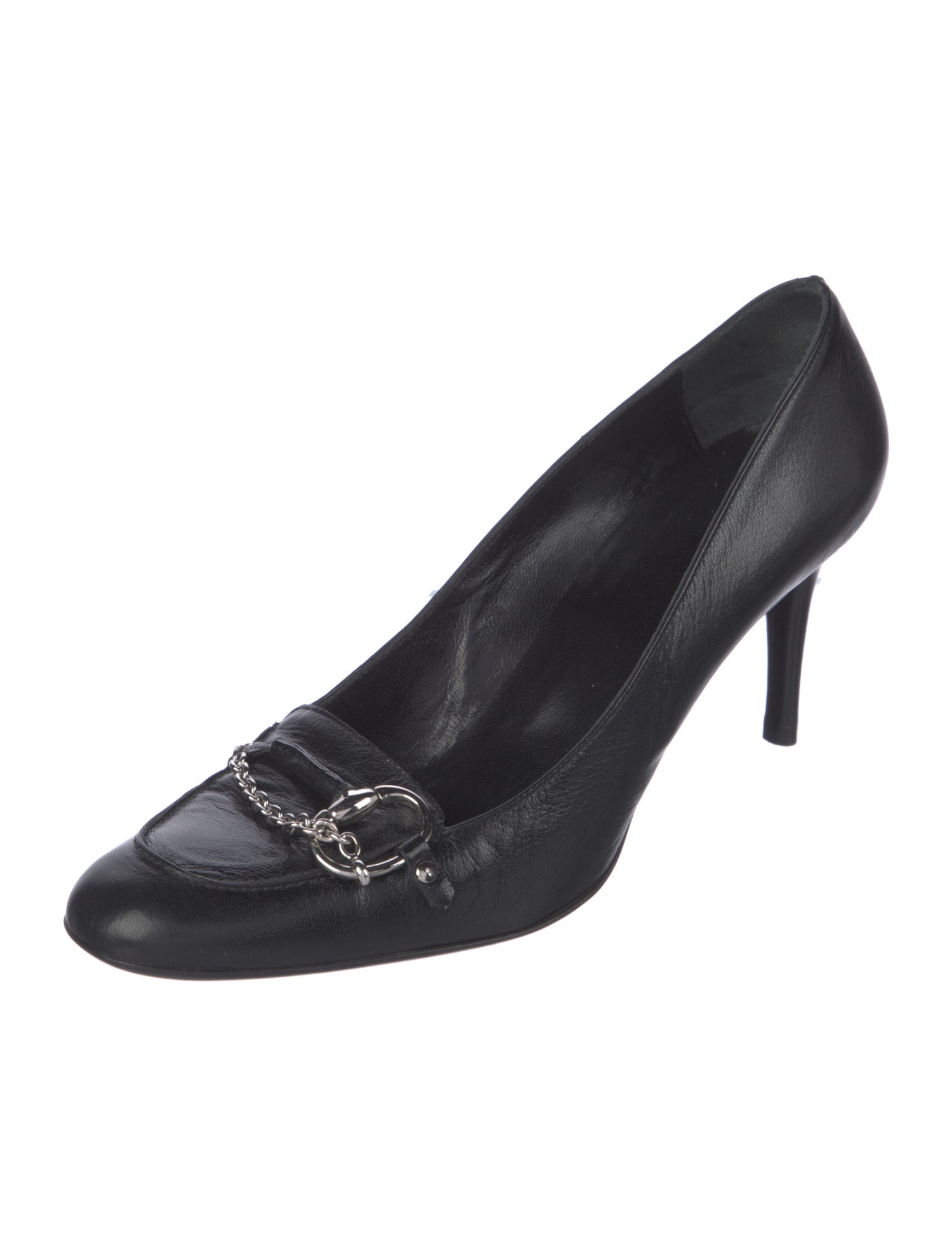 Gucci Leather Chain-Link Accents Pumps