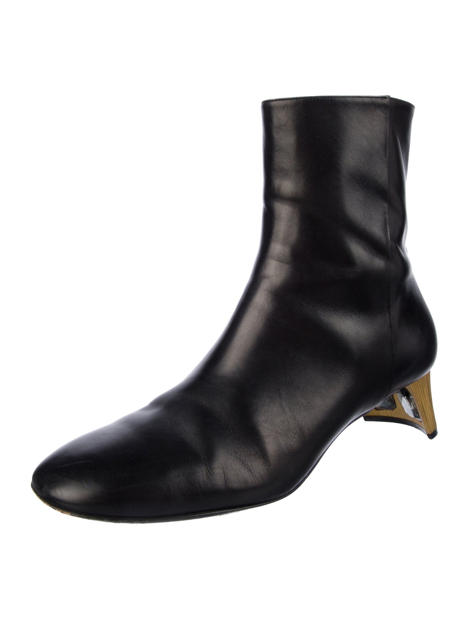 Gucci Leather Crystal Embellishments Boots