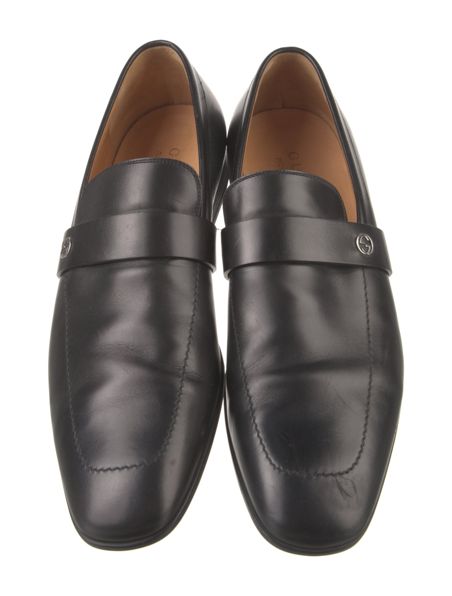 Gucci Interlocking G Logo Leather Dress Loafers