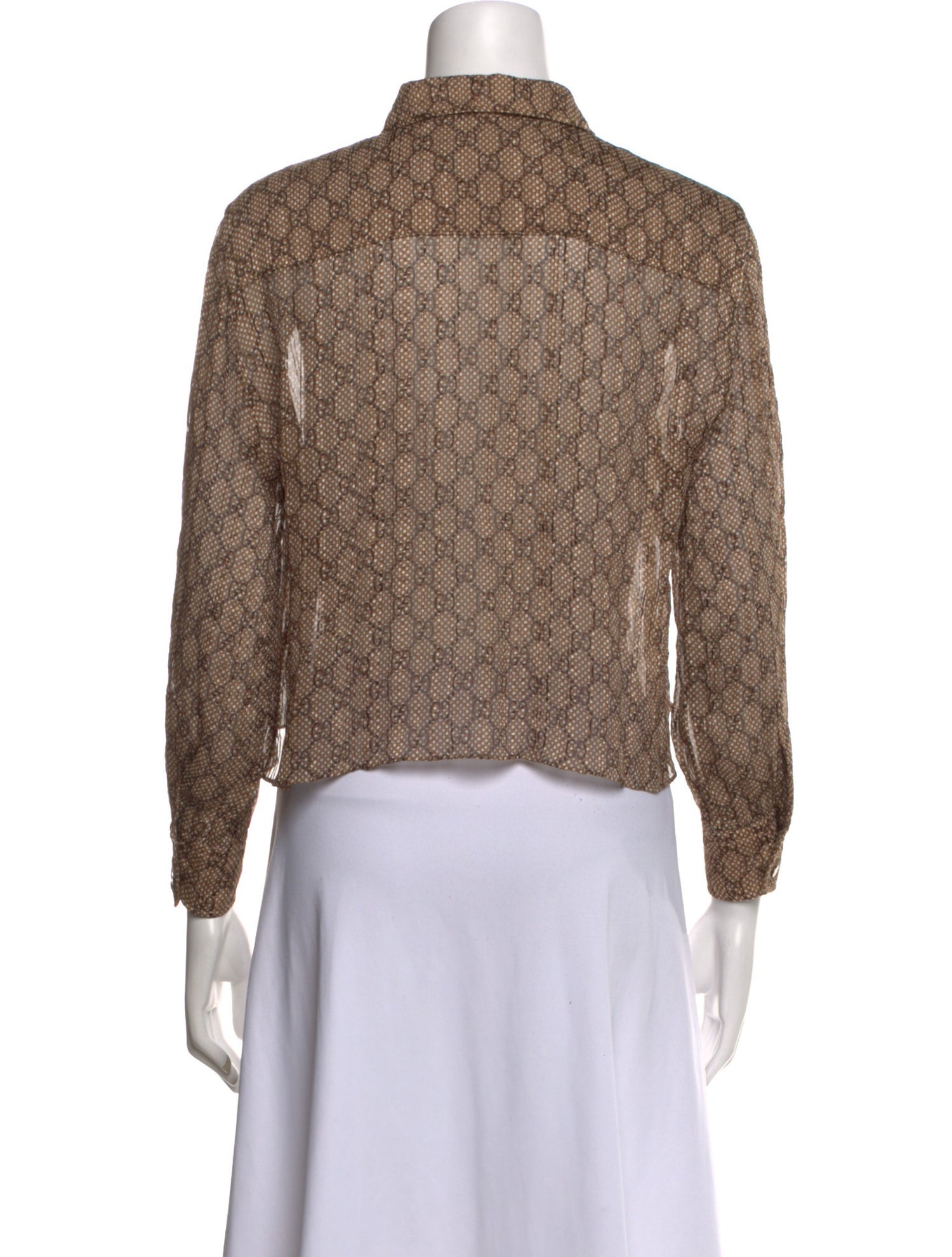 Gucci Silk Plaid Print Crop Top