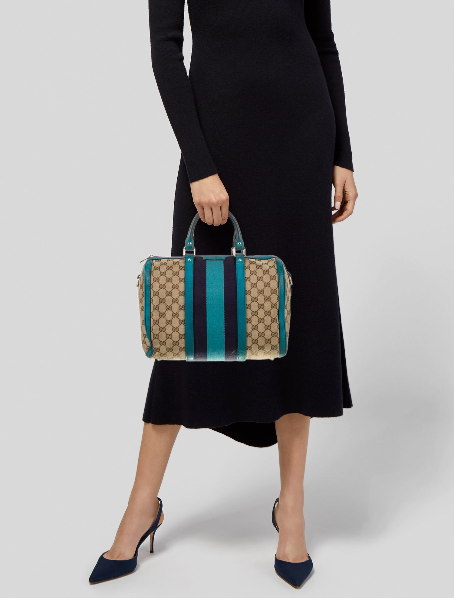 Gucci GG Canvas Web Boston Medium Vintage