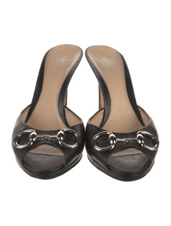 Gucci Horsebit Accent Leather Slides