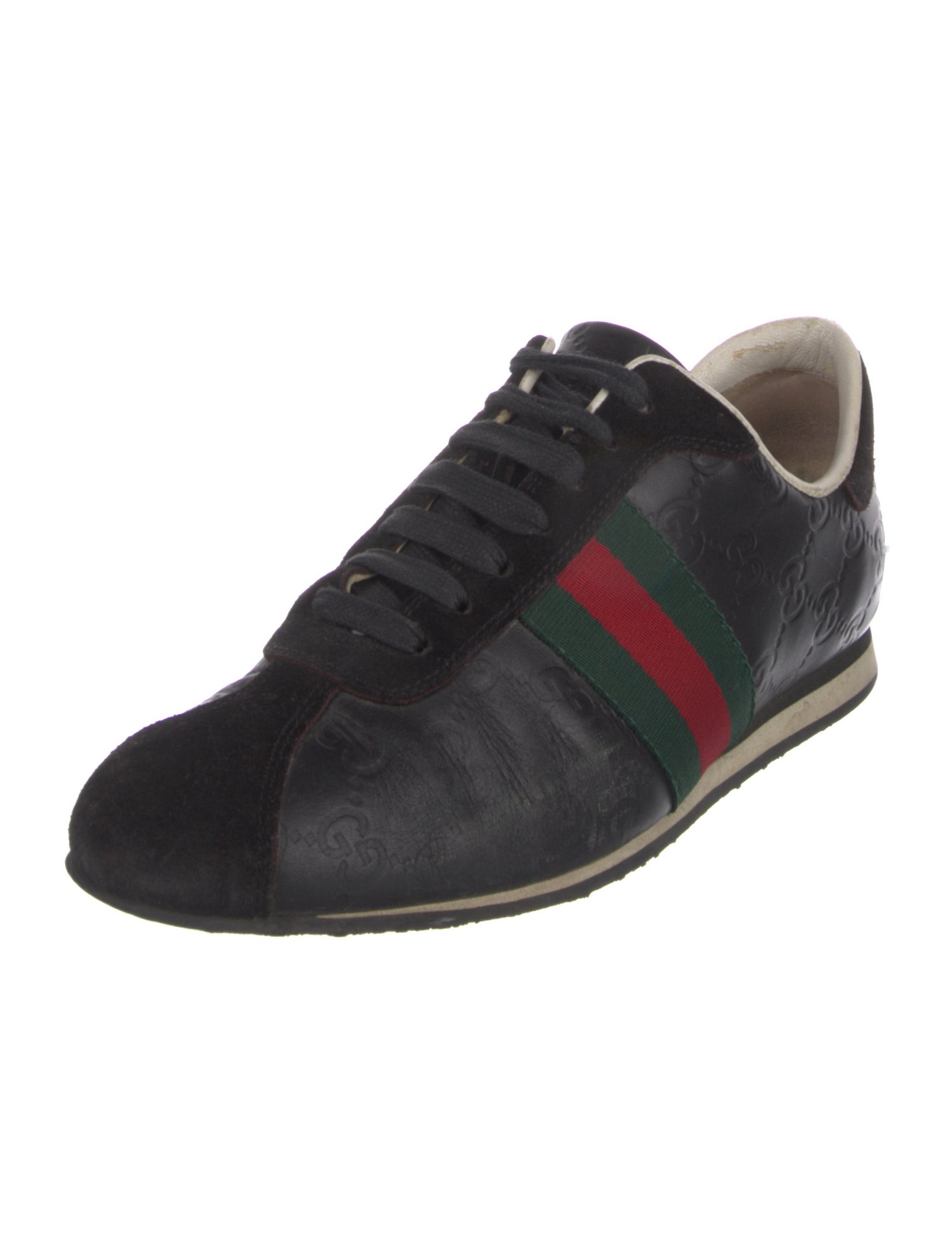 Gucci Web Accent Leather Sneakers