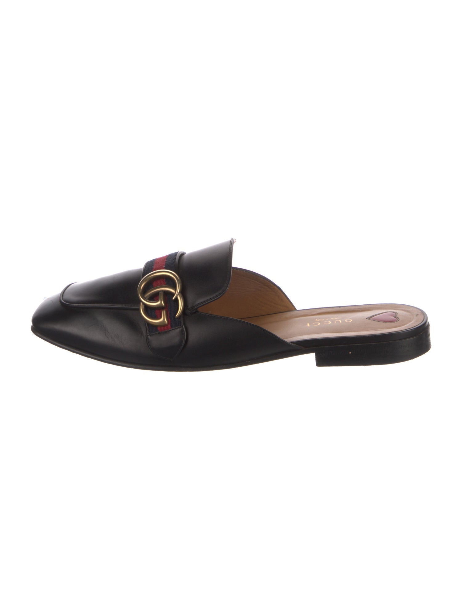 Gucci Sylvie Web Accent Leather Mules