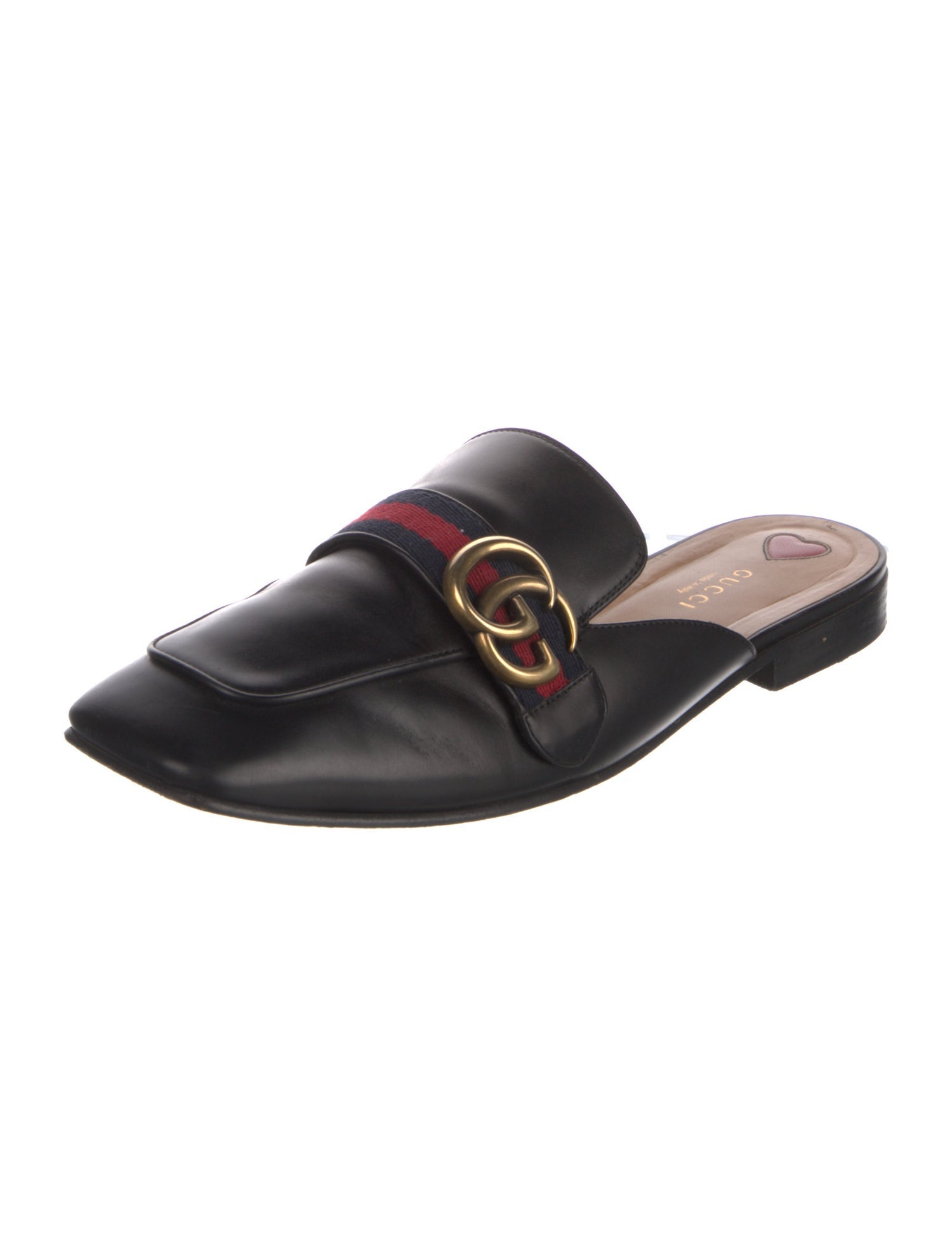 Gucci Sylvie Web Accent Leather Mules