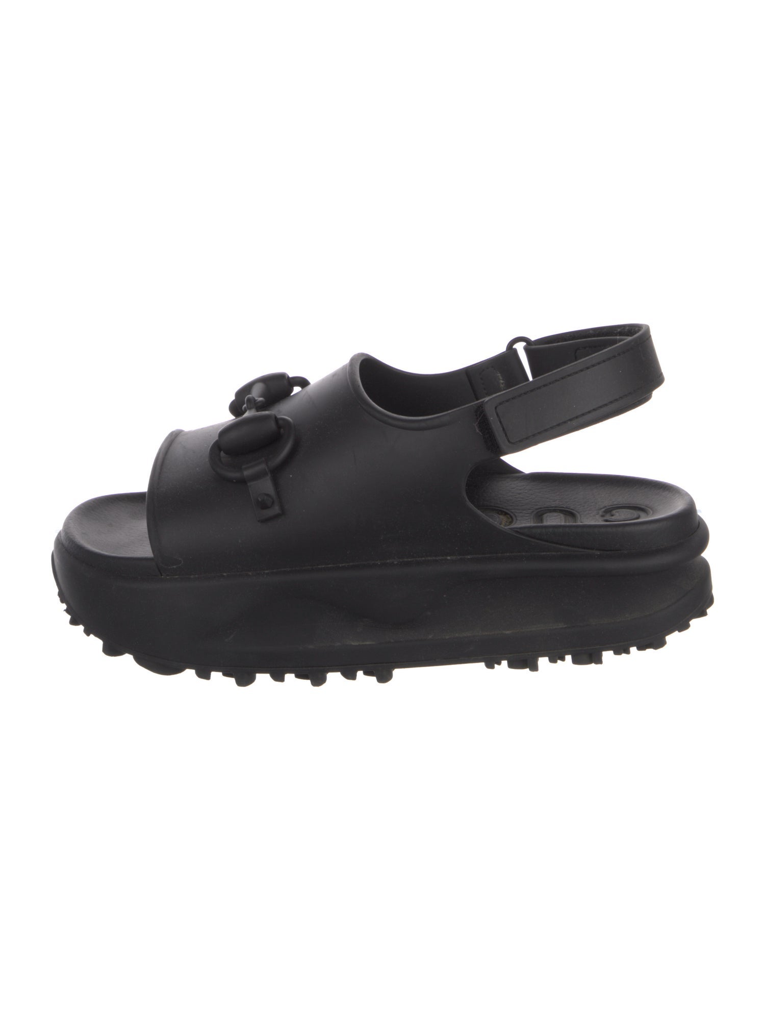 Gucci Horsebit Accent Rubber Slingback Sandals