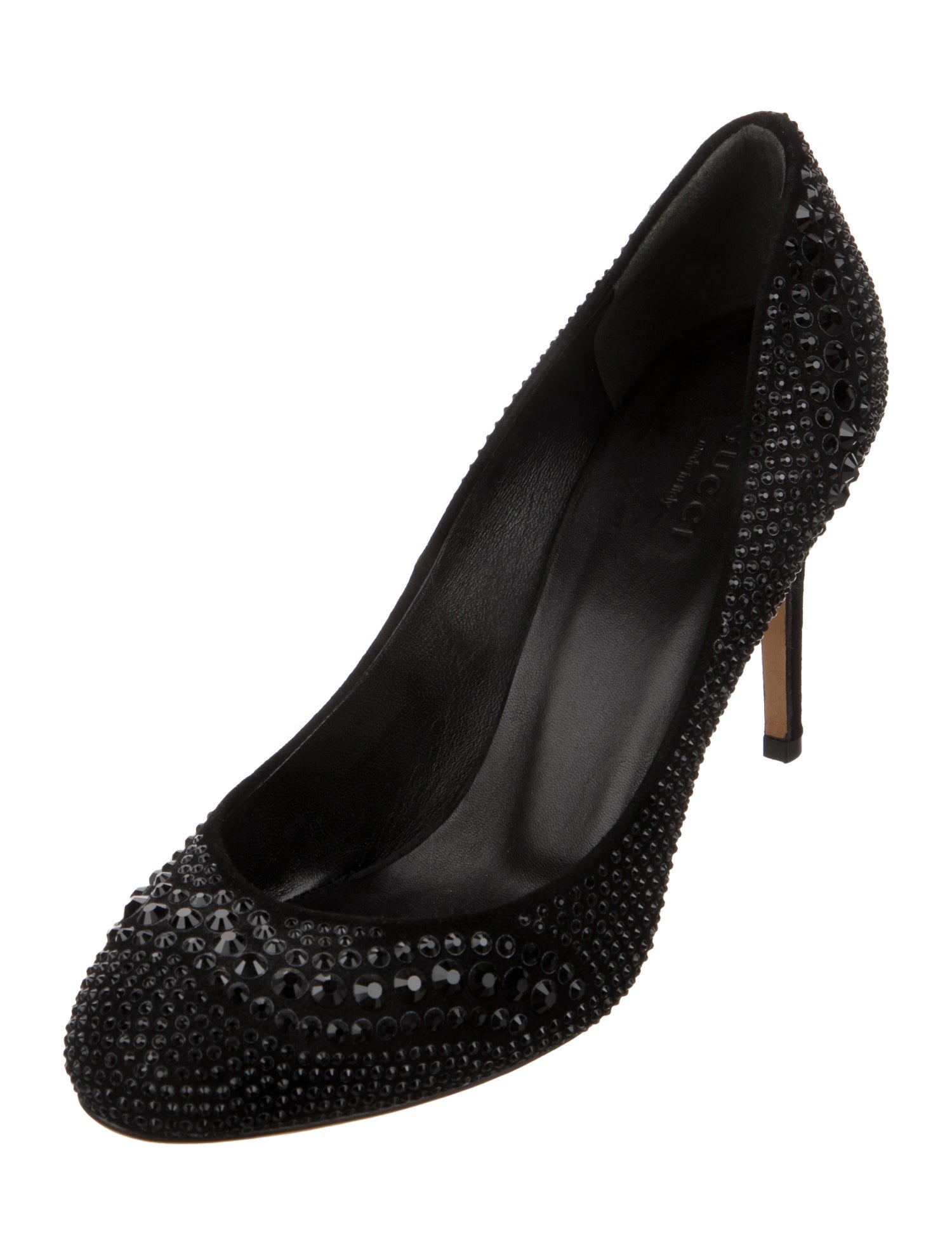 Gucci Suede Crystal Embellishments Pumps