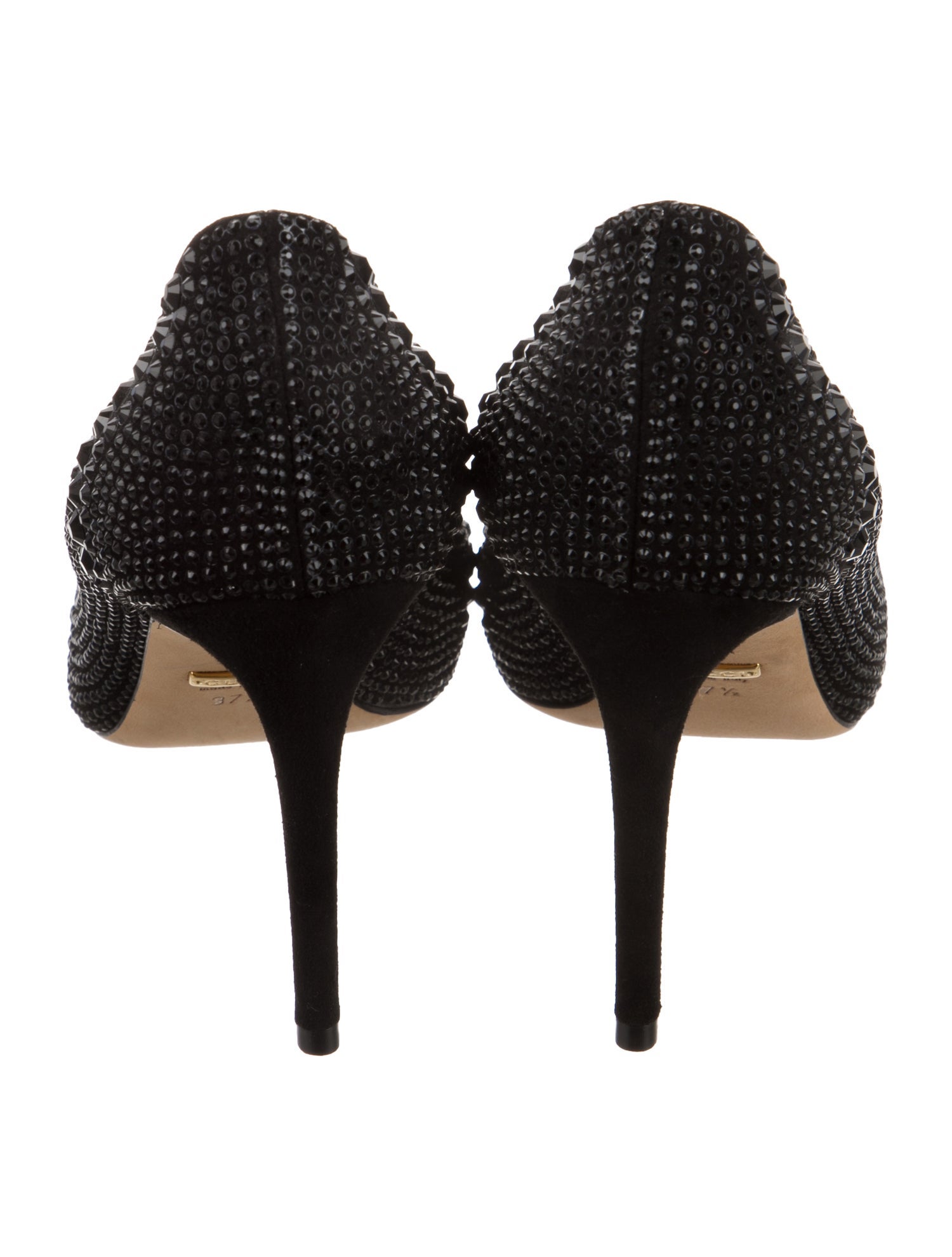 Gucci Suede Crystal Embellishments Pumps