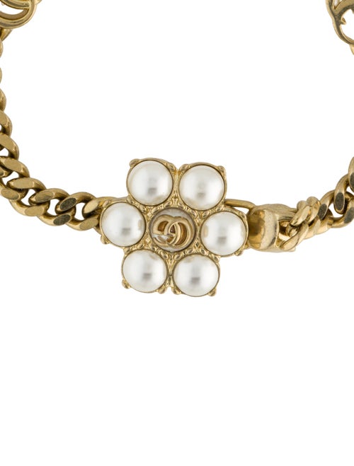 Gucci Faux Pearl Double G Logo Link Bracelet