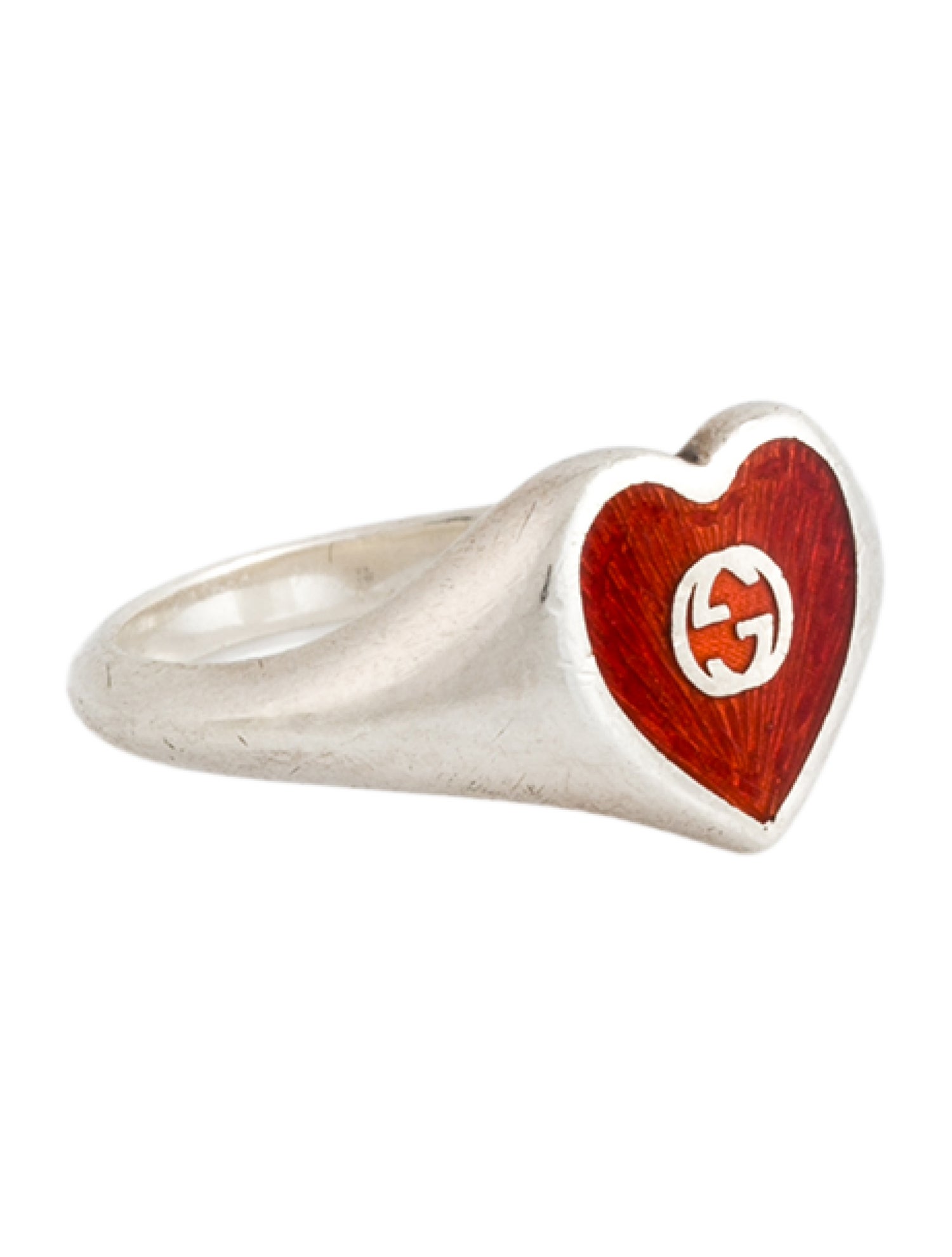 Gucci Enamel Interlocking G Heart Ring