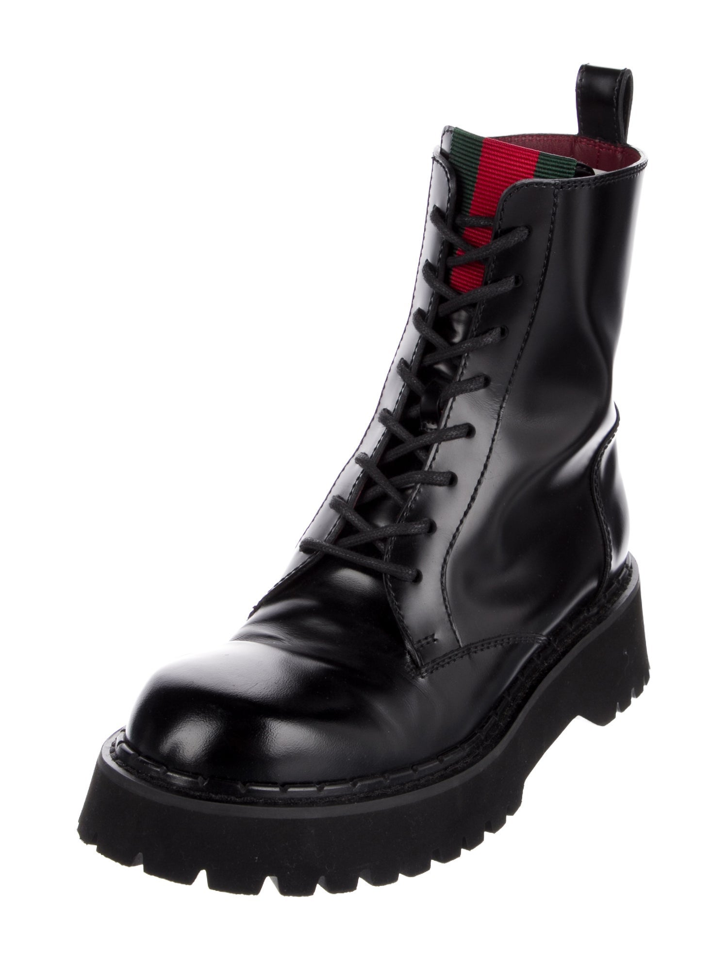 Gucci Interlocking G Logo Leather Combat Boots