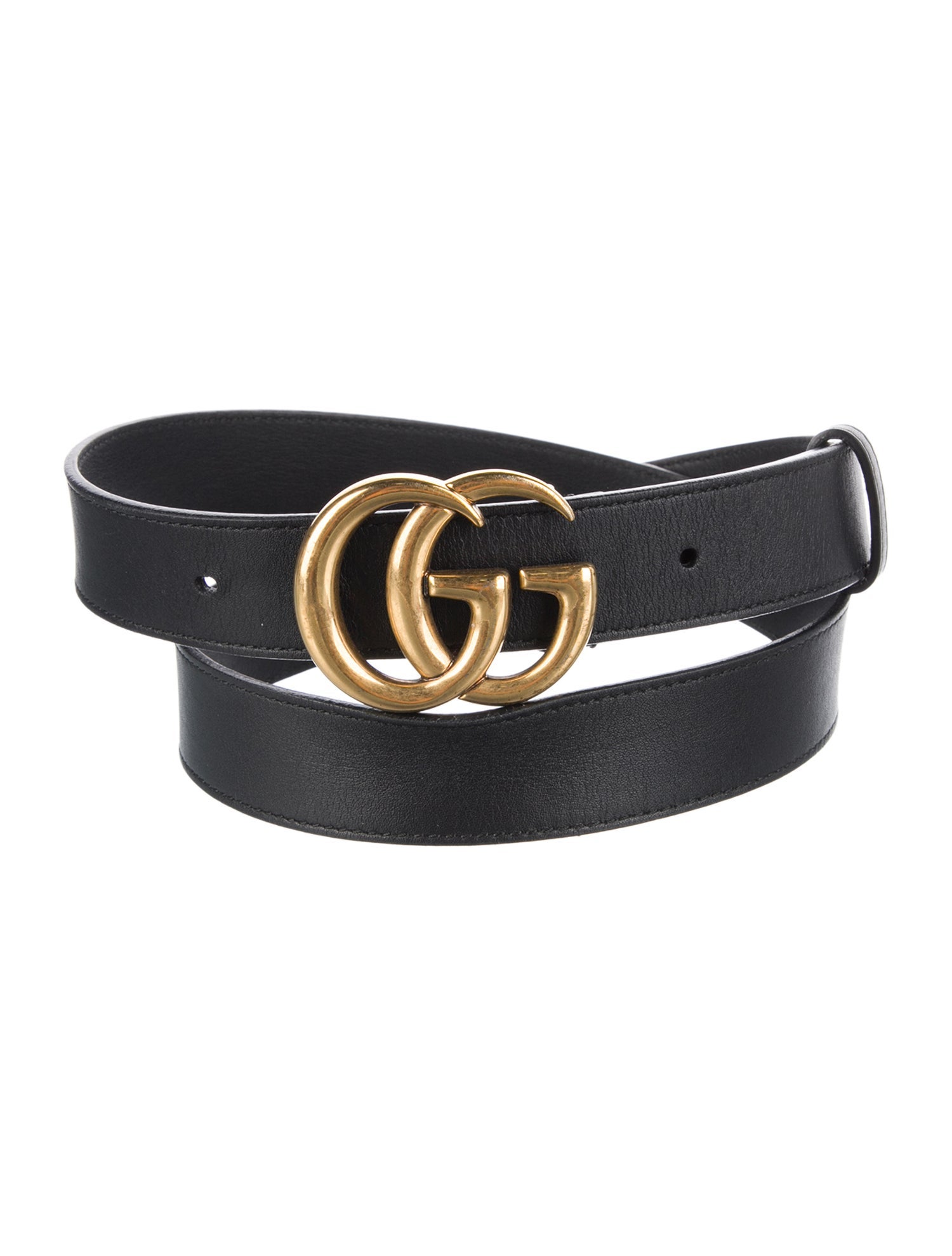 Gucci Double G Logo Leather Belt