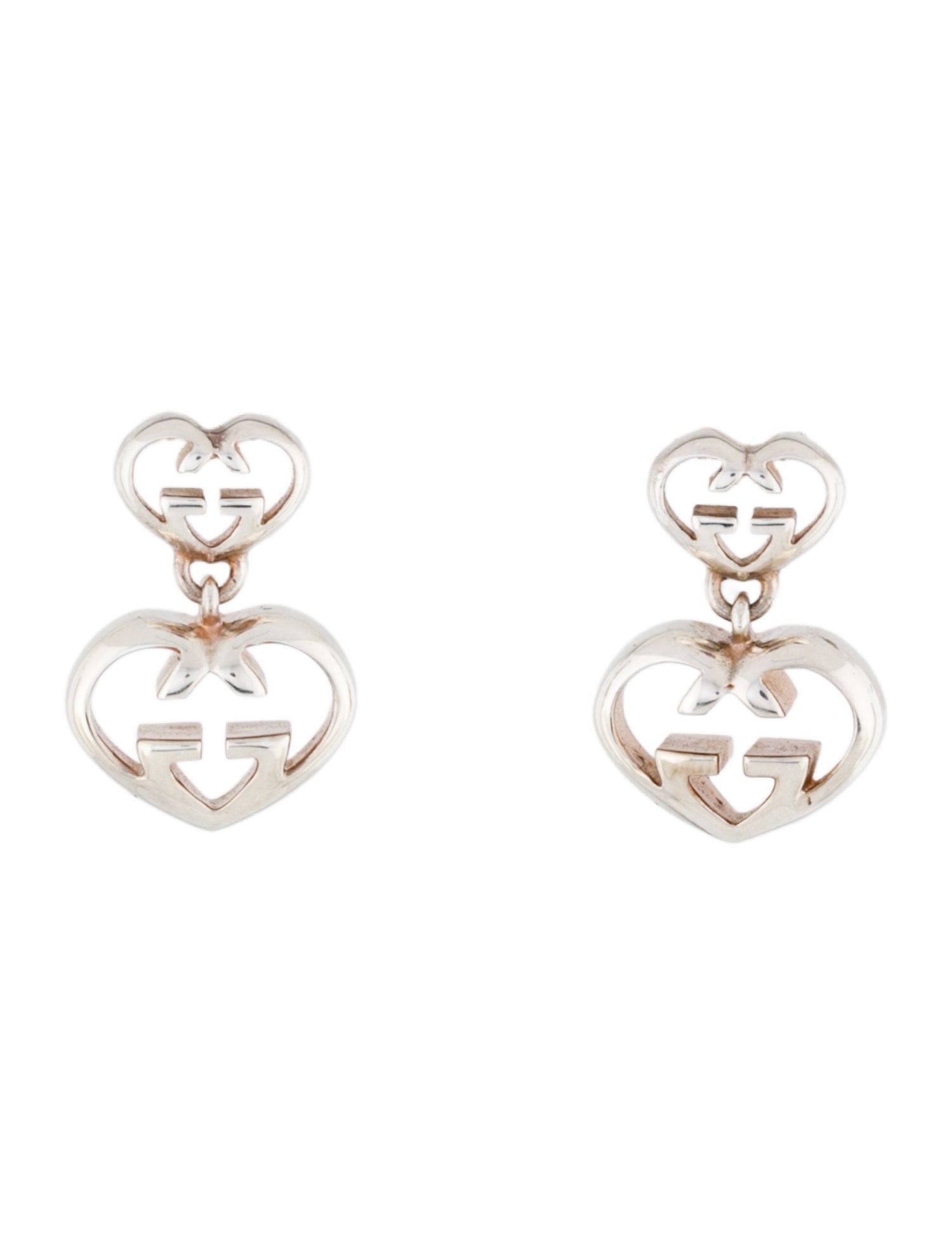 Gucci Love Britt Double Heart Drop Earrings