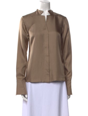 Gucci Silk Mock Neck Button-Up Top