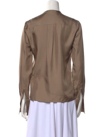 Gucci Silk Mock Neck Button-Up Top