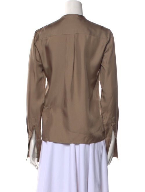 Gucci Silk Mock Neck Button-Up Top