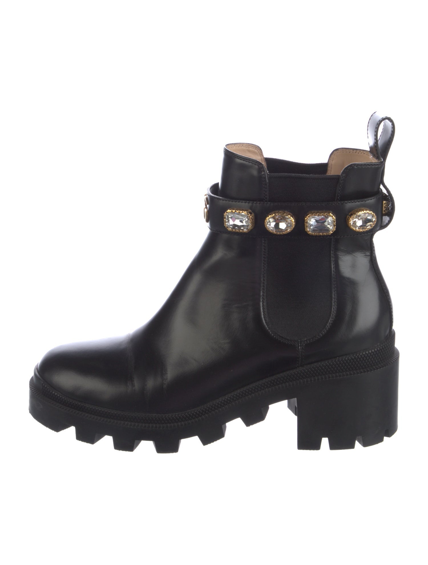 Gucci GG Crystal Leather Chelsea Boots