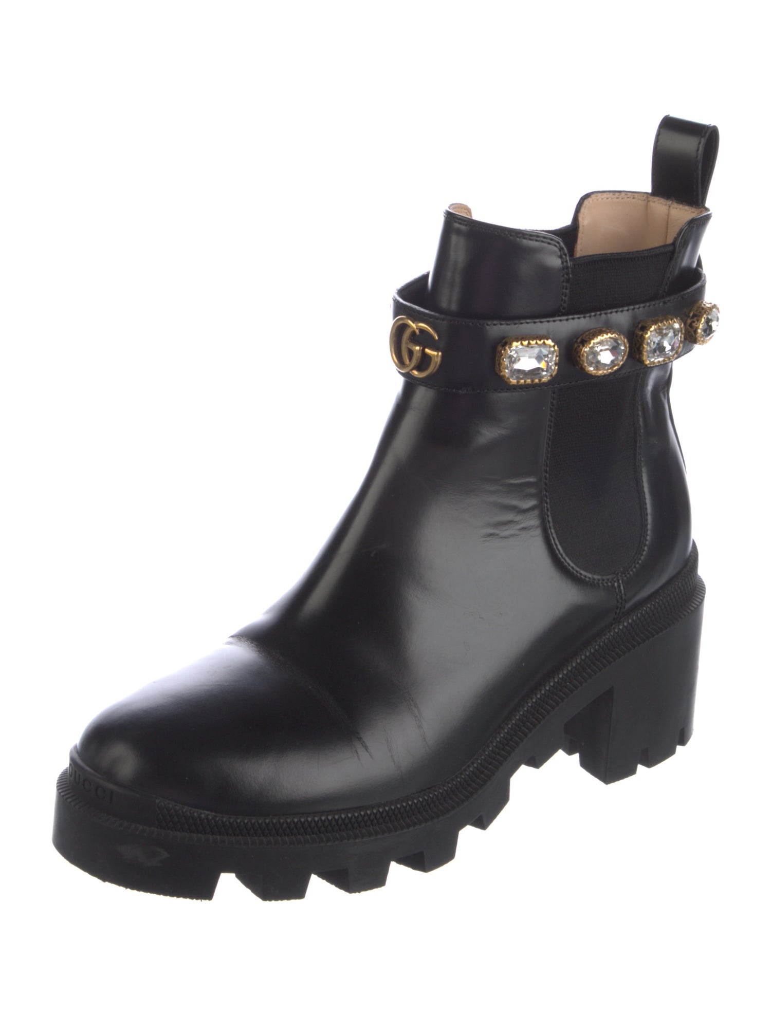Gucci GG Crystal Leather Chelsea Boots