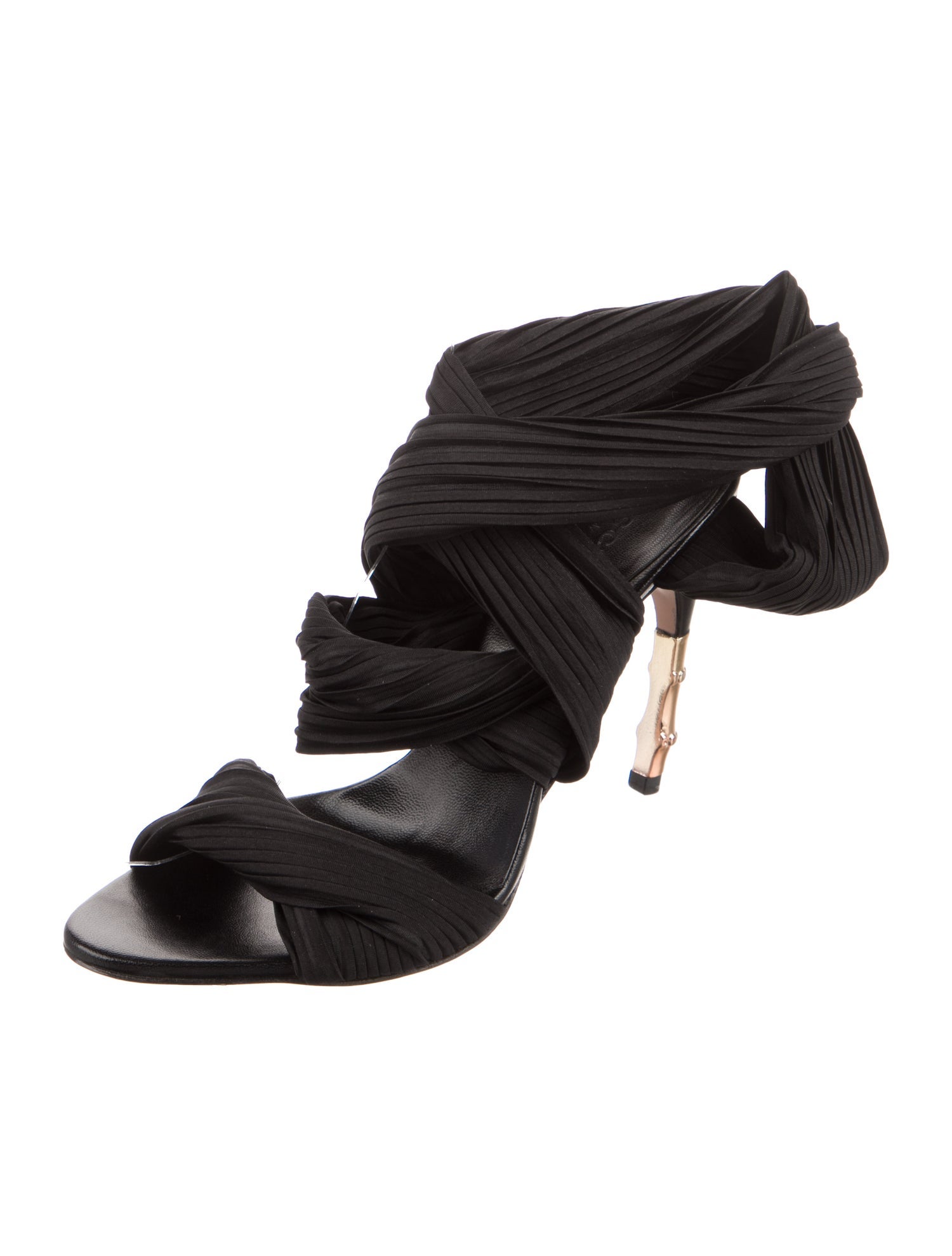 Gucci Bamboo Accent Pleated Accents Sandals