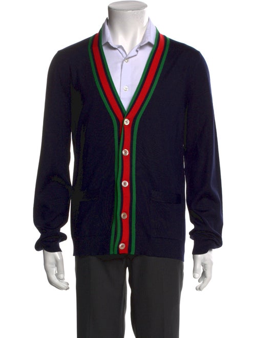 Gucci Web Accent Colorblock Pattern Cardigan