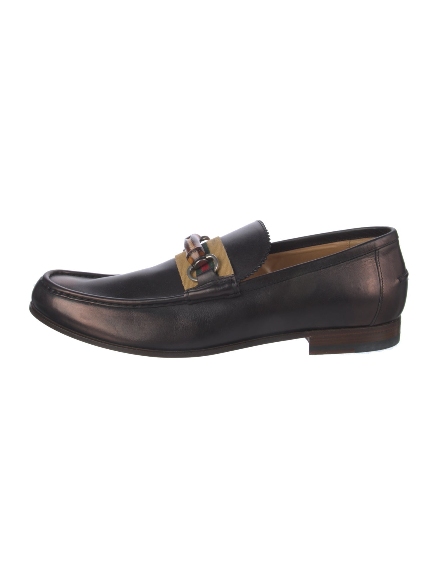 Gucci Web Accent Leather Dress Loafers