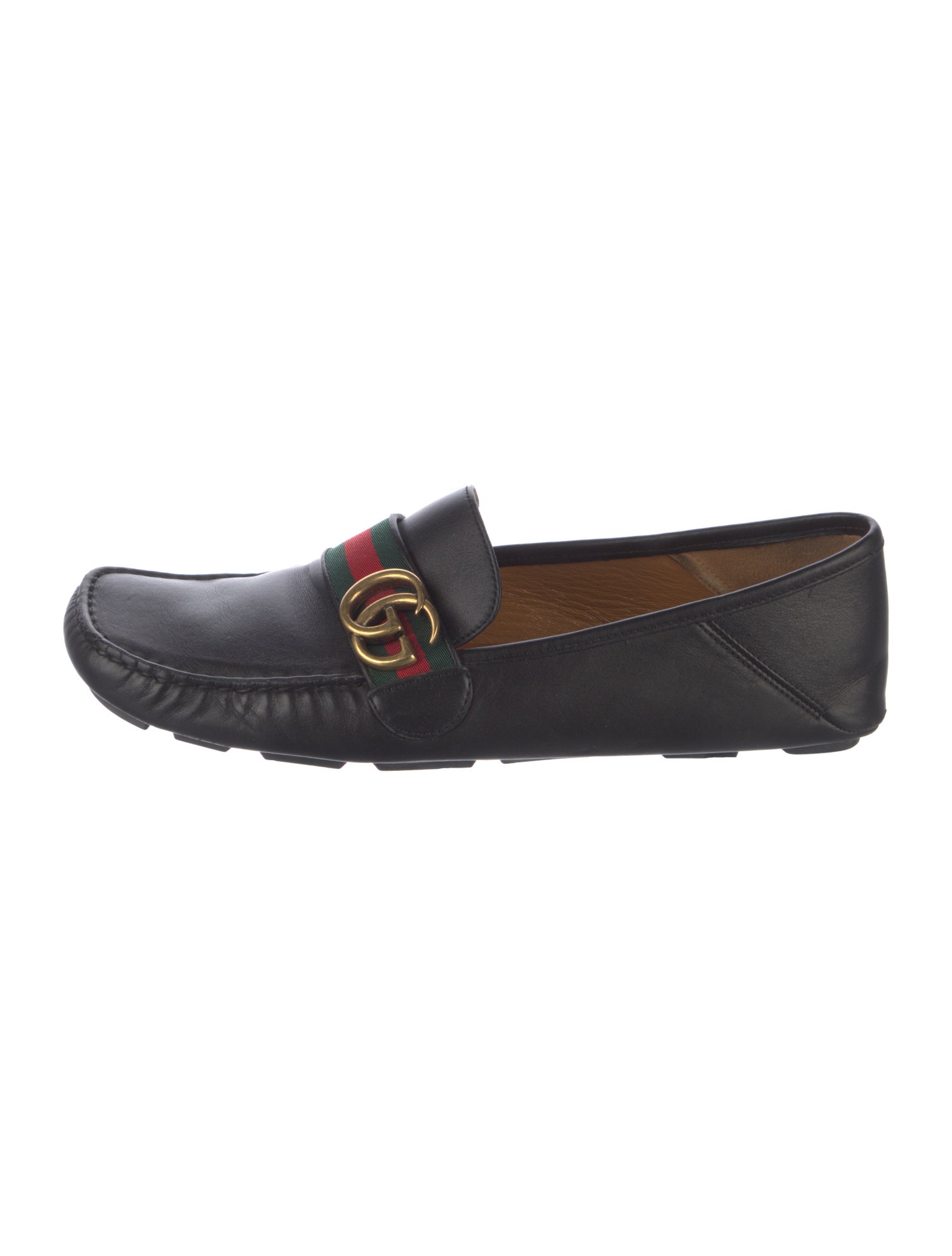 Gucci Web Accent Leather Drivers