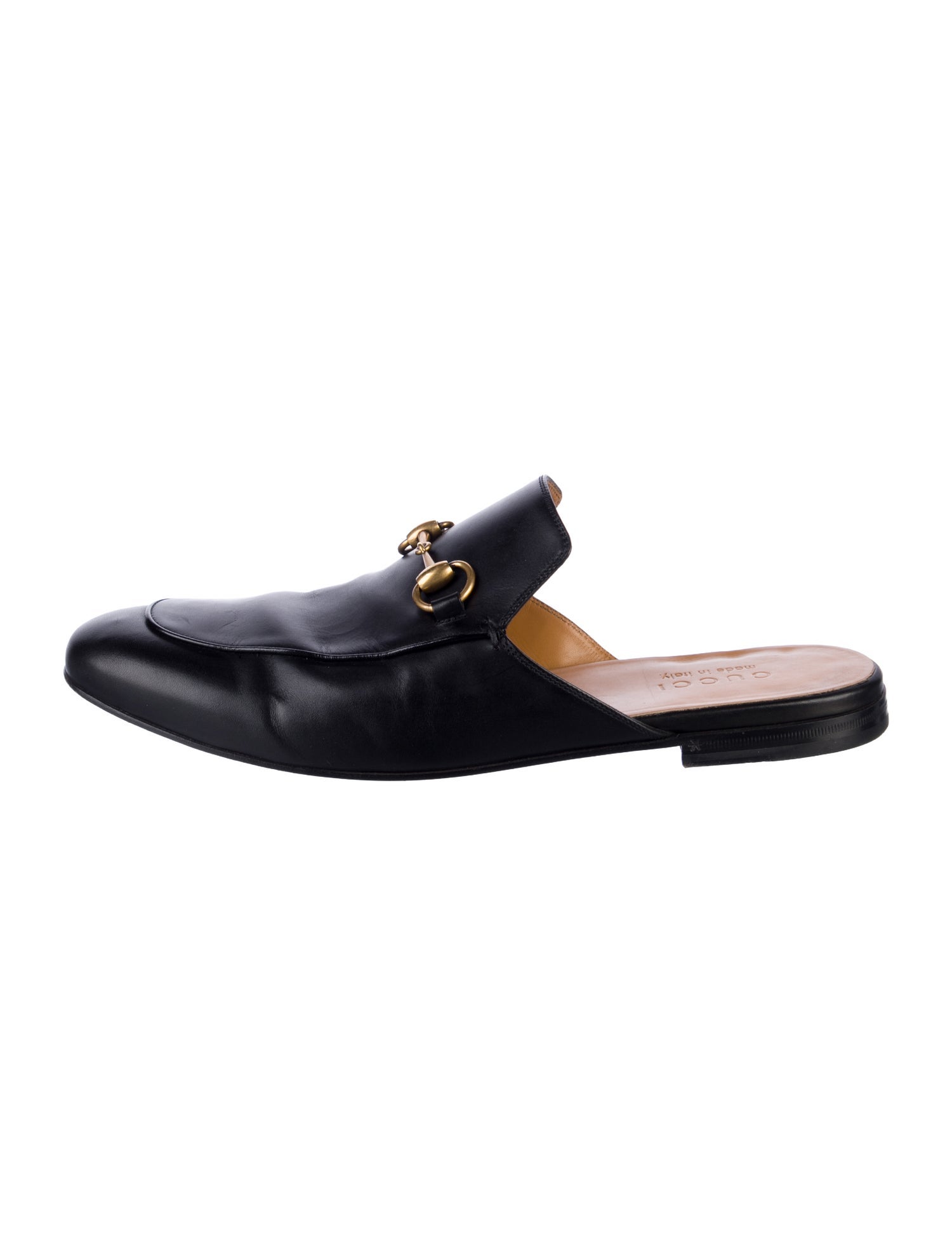 Gucci Horsebit Accent Leather Slippers